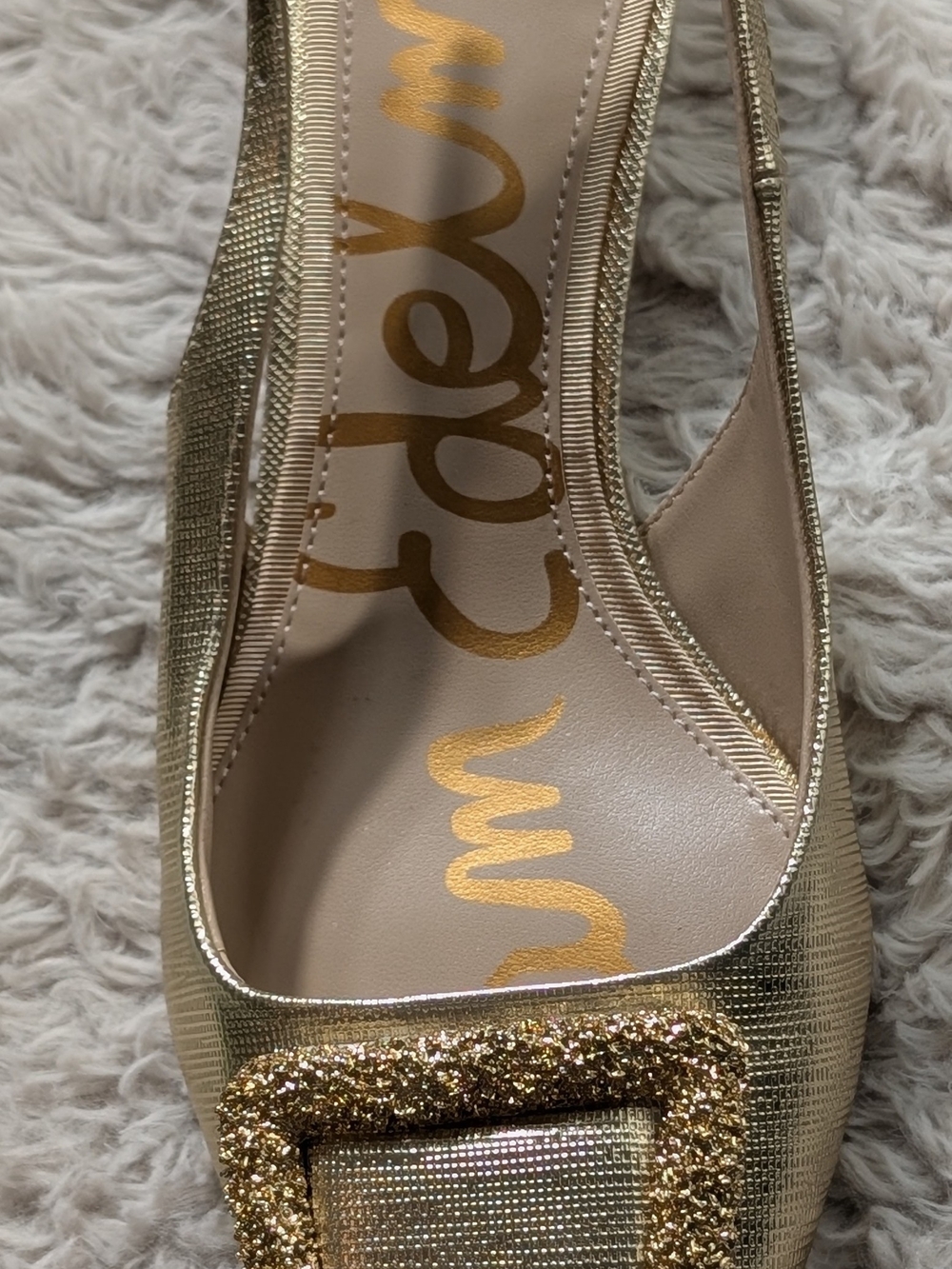 Sam Edelman Metallic Gold Embellished Slip-On Flat - Picture 2 of 7